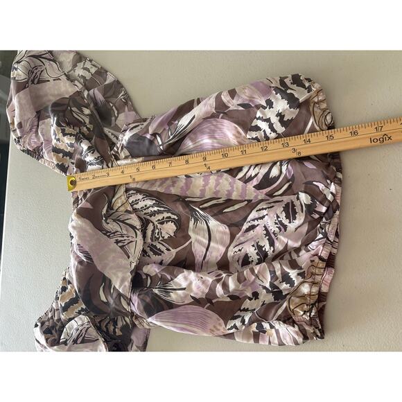 Unsubscribed Women's Size XS Floral Off The Shoulder Silk Casual Blouse Tops - Picture 6 of 8